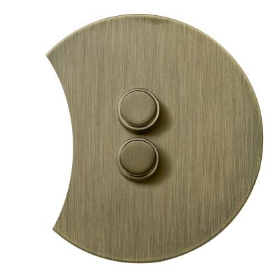 Выключатель Salvador "Арт", скрытый монтаж, двойной диммер, накладка металл полукруг, бронза