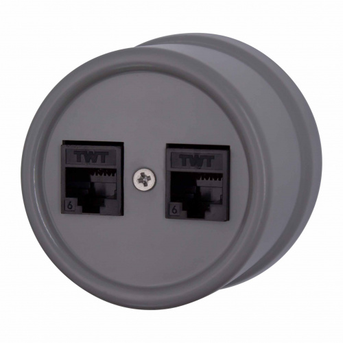 Качественная картинка Ретро розетка компьютерная Bironi, коллекция Лизетта, пластик, титан