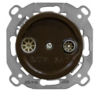 Ретро розетка ТВ (sat) Bironi, коллекция Шедель Бриз, пластик, скрытый монтаж, коричневый матовый