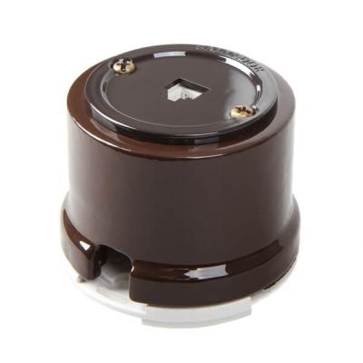 Ретро розетка телефонная Salvador, фарфор, наружный монтаж, коричневый