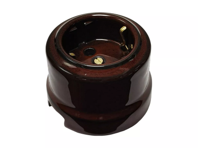 Ретро розетка электрическая Аврора, фарфор, петровский гранит