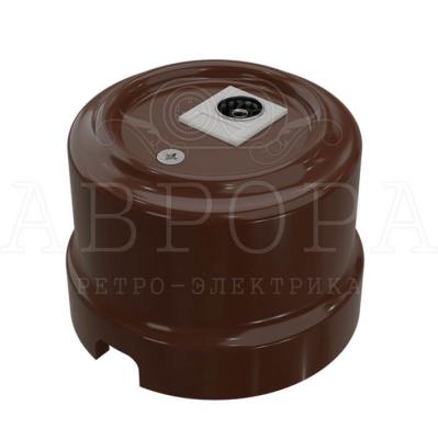 Ретро розетка ТВ Аврора, фарфор, коричневый