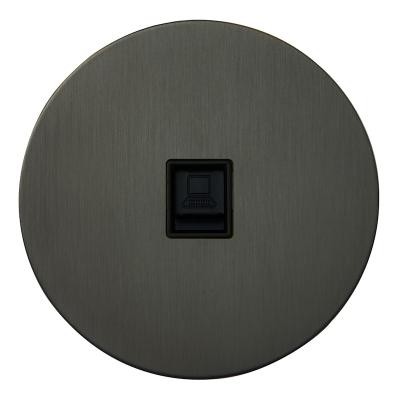 Розетка компьютерная RJ45 Salvador "Арт", внутренний монтаж, накладка металл, круг, антрацит