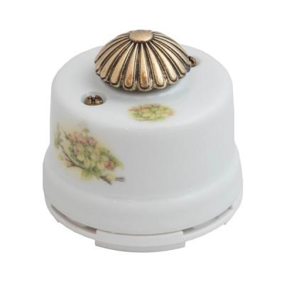 Ретро выключатель Salvador, диммер, фарфор, наруж. монтаж, белый, коллекция "Яблоко"