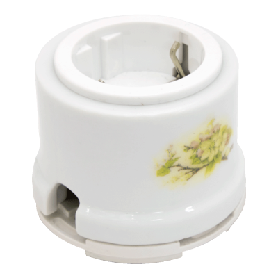 Ретро розетка электрическая Salvador, фарфор, наружный монтаж, белый, коллекция "Яблоко" Ретро розетка электрическая Salvador, фарфор, наружный монтаж, белый, коллекция "Яблоко"