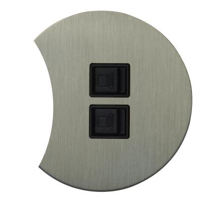 Розетка компьютерная двойная RJ45 Salvador "Арт", внутр. монтаж, накладка металл, полукруг, никель