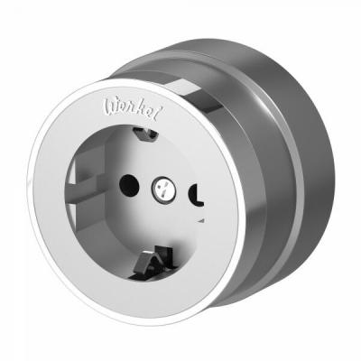 Ретро розетка с заземлением Vintage (серебро матовый/хром) W5871054 Ретро розетка с заземлением Vintage (серебро матовый/хром) W5871054