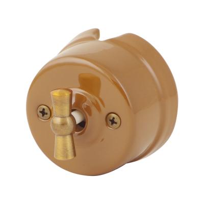 Ретро выключатель Salvador "Ретро", фарфор, наружный монтаж, поворотный, какао, под заказ