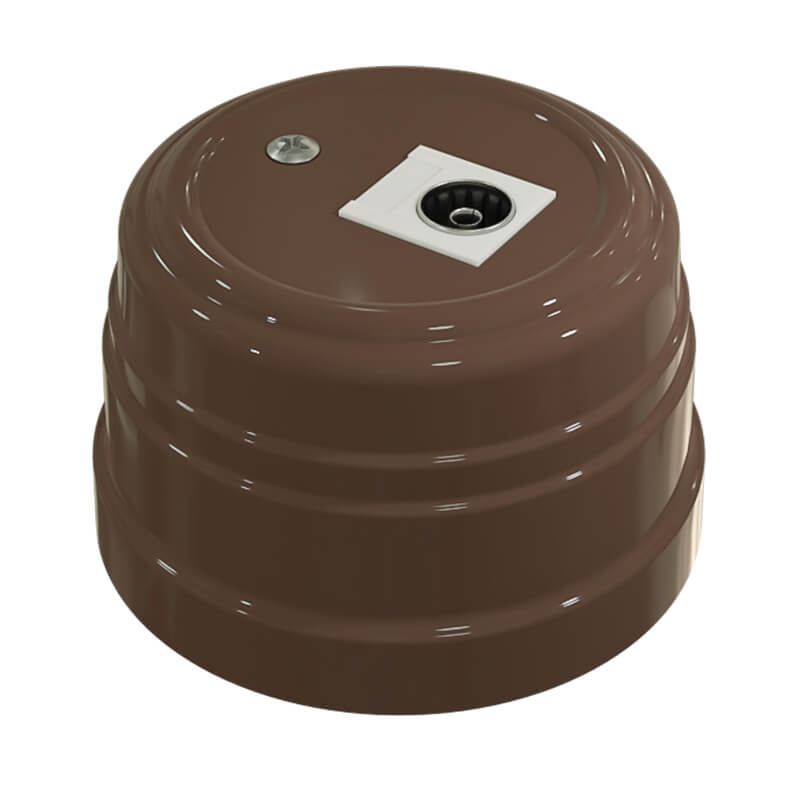 Качественная картинка Ретро розетка ТВ Мезонин, коллекция Усадьба, пластик, какао