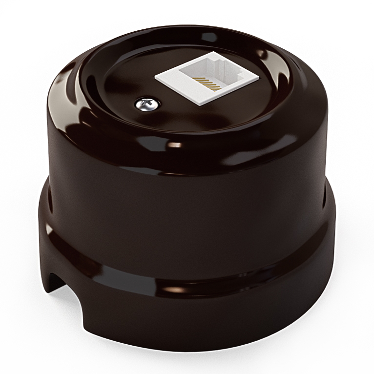 Ретро розетка компьютерная Lindas керамика коричневый