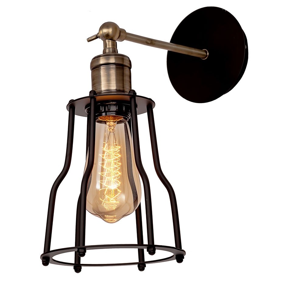 Качественная картинка LOFT IT Бра  1x60W Цоколь E27 D 150 H 340 Выступ 240 Металлическая арматура, плафон - черный матовый