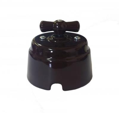 Ретро выключатель Interior Electric, серия "Арбат", керамика, 220/10А, коричневый