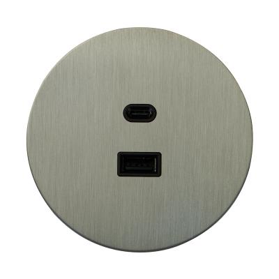 Розетка USB розетка (тип A+тип C) Salvador "Арт", внутренний монтаж, накладка металл, круг, никель