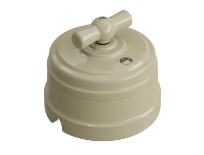 Ретро выключатель Мезонин, фарфор, коллекция Новая Голландия, слоновая кость