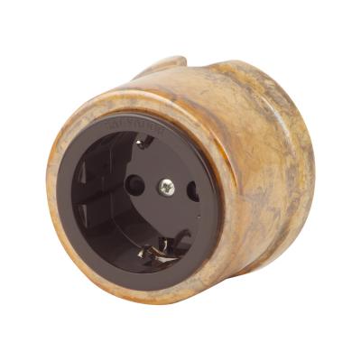 Ретро розетка электрическая Salvador "Ретро", фарфор, наружний монтаж, мрамор россо, под заказ