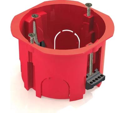 Коробка установочная Greenel D68x45мм, скрытый монтаж в полых стенах, красный