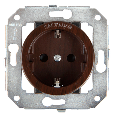 Ретро розетка электрическая Salvador, пластик, внутренний монтаж, венге Ретро розетка электрическая Salvador, пластик, внутренний монтаж, венге