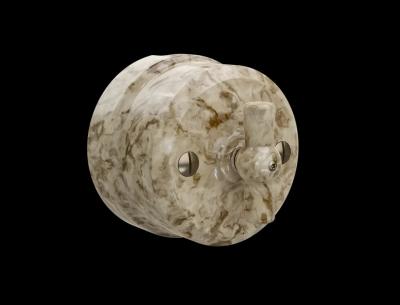 Ретро выключатель Аврора, фарфор, поворотный, дворцовый мрамор