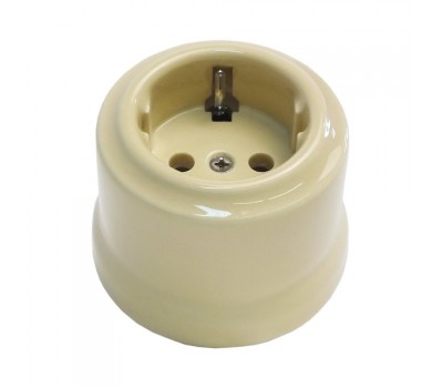 Ретро розетка электрическая Interior Electric, керамика, серия "Verona", бежевый