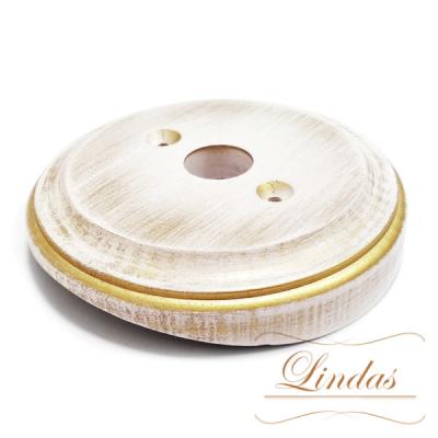 Ретро рамка на бревно 200-240 мм Lindas под распределительную коробку белая патина с золотом