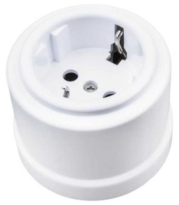 Ретро розетка электрическая Bironi, коллекция Лизетта, пластик белый Ретро розетка электрическая Bironi, коллекция Лизетта, пластик белый