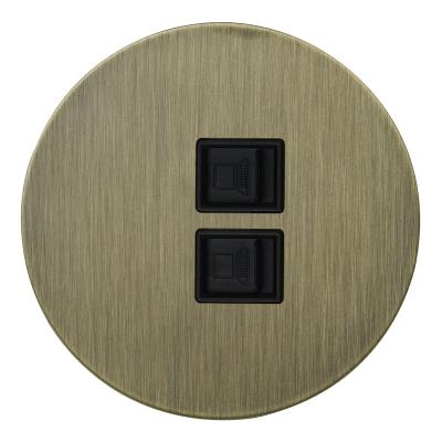 Розетка компьютерная двойная RJ45 Salvador "Арт", внутренний монтаж, накладка металл, круг, бронза