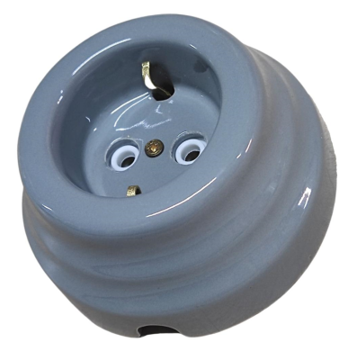 Ретро розетка электрическая Interior Electric, серия "Астория", керамика, с/з, серая Ретро розетка электрическая Interior Electric, серия "Астория", керамика, с/з, серая