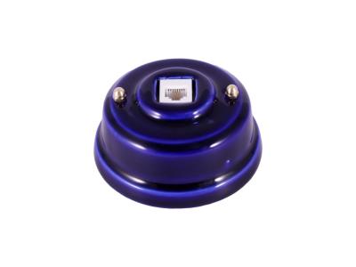 Ретро розетка телефонная Леанза фарфор, azzurra (лазурный), золотистая фурнитура