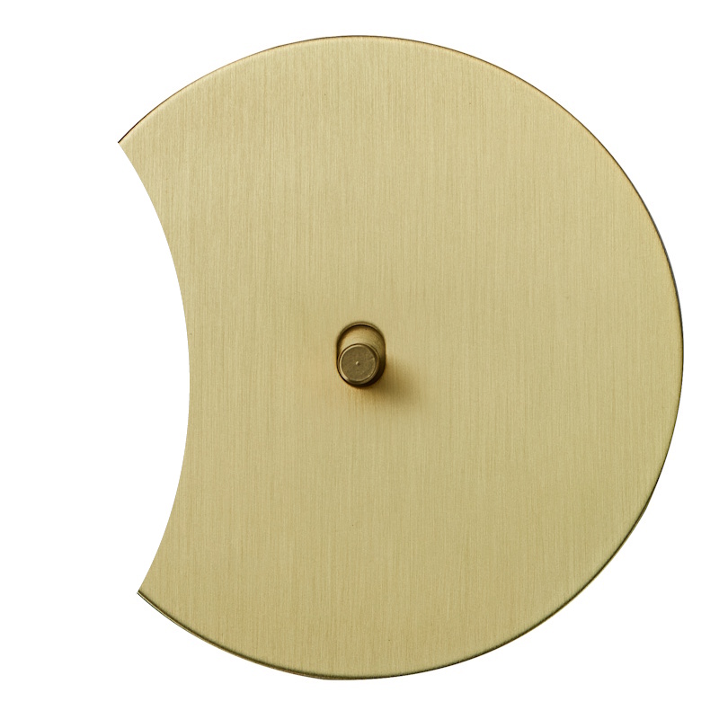 Выключатель Salvador "Арт", скрытый монтаж, тумблер-цилиндр, накладка металл полукруг, золото