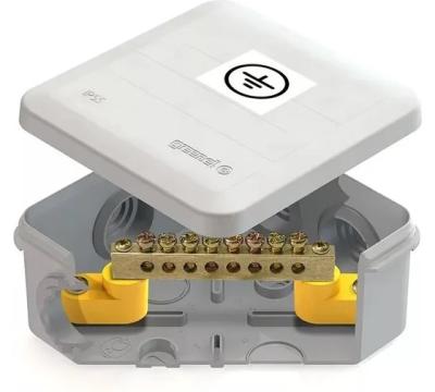 Коробка уравнивания потенциалов Greenel (КУП) 100х100х50мм, 6 гермовводов, IP55, серый