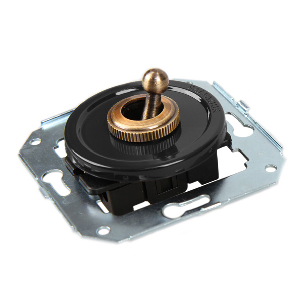 Ретро выключатель Salvador, фарфор, внутренний монтаж, тумблер, черный Ретро выключатель Salvador, фарфор, внутренний монтаж, тумблер, черный