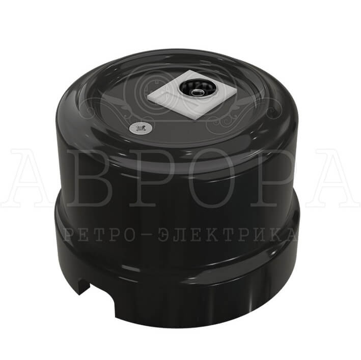 Качественная картинка Ретро розетка ТВ Аврора, фарфор, черный