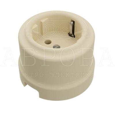 Ретро розетка электрическая Аврора, фарфор, слоновая кость Ретро розетка электрическая Аврора, фарфор, слоновая кость