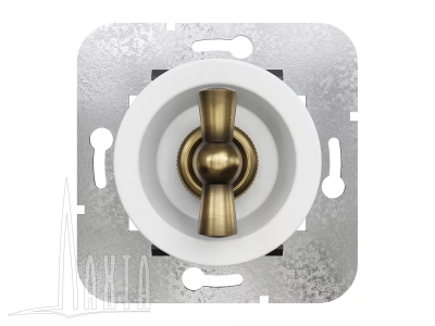 Ретро выключатель Мезонин, серия Лахта, Престиж, пластик, скрытый монтаж, белый, бронза