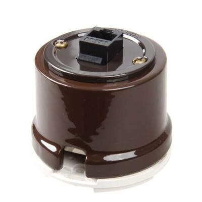 Ретро розетка компьютерная Salvador, фарфор, наружный монтаж, коричневый