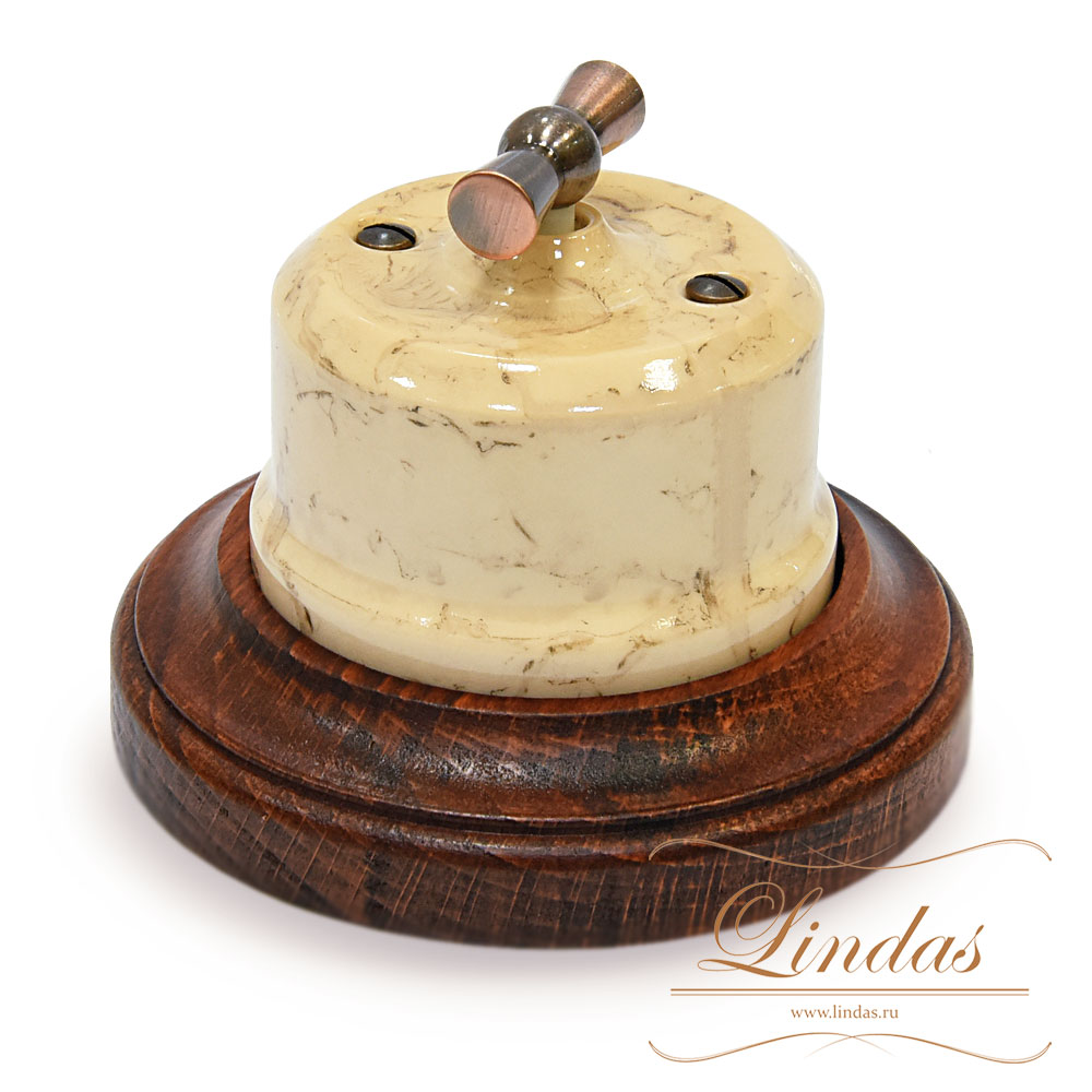 Ретро выключатель Lindas, керамика, карамель