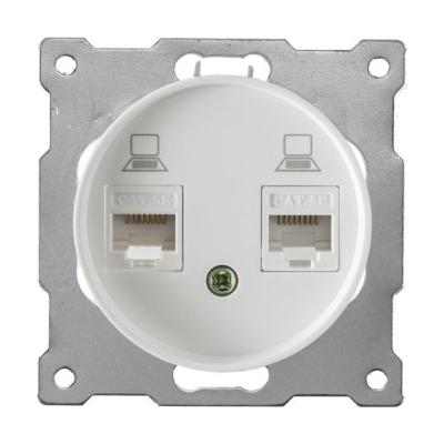 Розетка двойная компьютерная RJ45 кат.5e, цвет белый Розетка двойная компьютерная RJ45 кат.5e, цвет белый