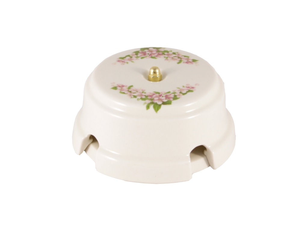 Ретро коробка распределительная Леанза фарфор, fiori rosa (розовые цветы)