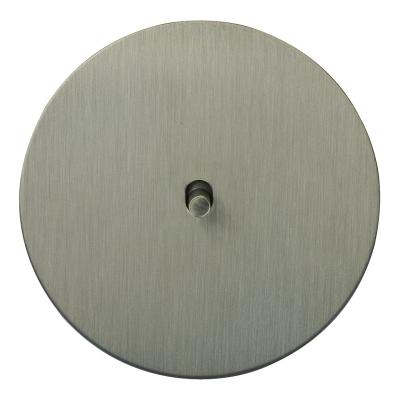 Выключатель Salvador "Арт", скрытый монтаж, кнопка-цилиндр, накладка металл круг, никель (серый)