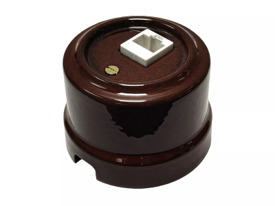 Ретро розетка компьютерная Аврора, фарфор, петровский гранит