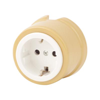 Ретро розетка электрическая Salvador "Ретро", фарфор, наружний монтаж, персиковый, под заказ