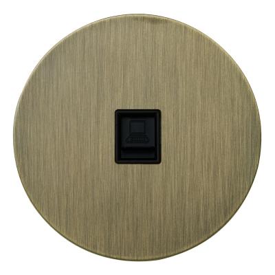 Розетка компьютерная RJ45 Salvador "Арт", внутренний монтаж, накладка металл, круг, бронза