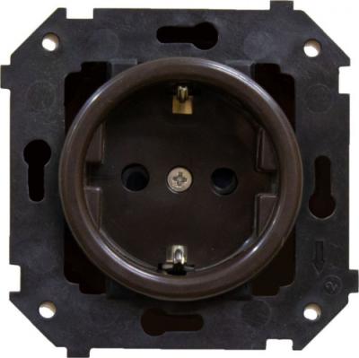 Ретро розетка электрическая Bironi, коллекция Шедель, пластик, скрытый монтаж, коричневый