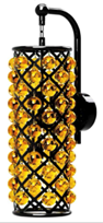 Качественная картинка Дизайнерский светильник Бра Sun Lumen Magic-66, металл (черн.мат.), Е27/1, 66 хруст.шаров цв. янтарь