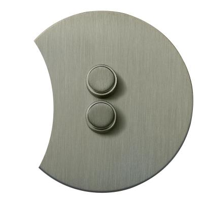 Выключатель Salvador "Арт", скрытый монтаж, двойной диммер, накладка металл полукруг, никель (серый)