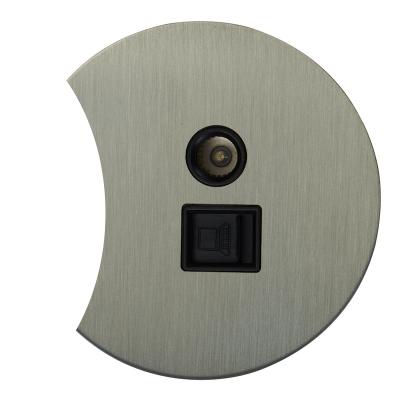 Розетка ТВ + компьютерная RJ45 Salvador "Арт", внутренний монтаж, накладка металл, полукруг, никель