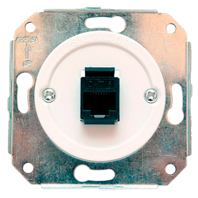 Ретро розетка компьютерная Salvador, пластик, внутренний монтаж, белый
