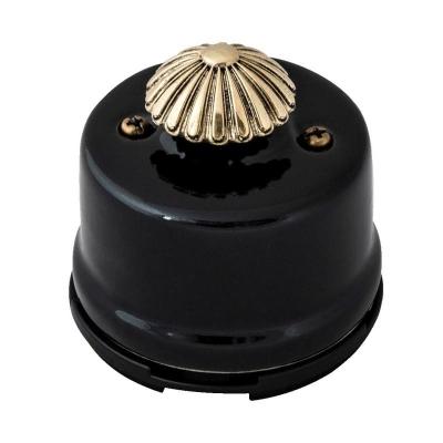 Ретро выключатель Salvador, диммер, фарфор, наружный монтаж, черный, ручка бронза