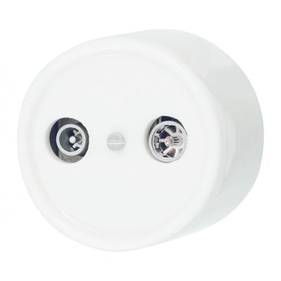 Ретро розетка ТВ Bironi, коллекция Лизетта, керамика, белый Ретро розетка ТВ Bironi, коллекция Лизетта, керамика, белый