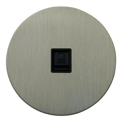 Розетка компьютерная RJ45 Salvador "Арт", внутренний монтаж, накладка металл, круг, никель